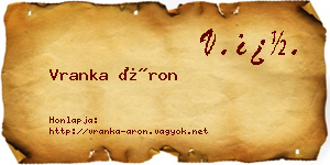 Vranka Áron névjegykártya